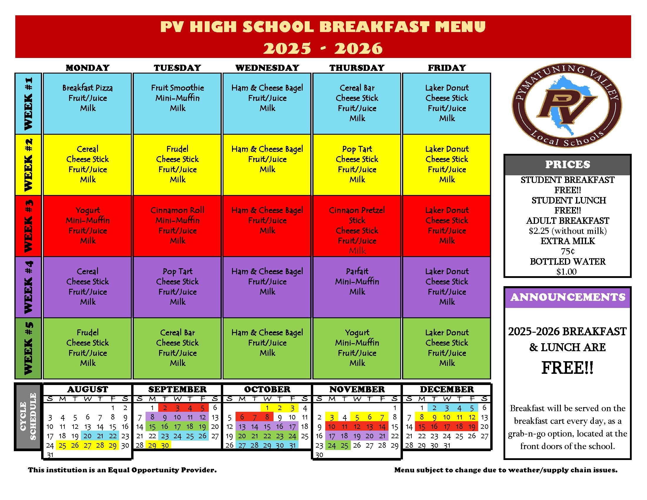 hs menu