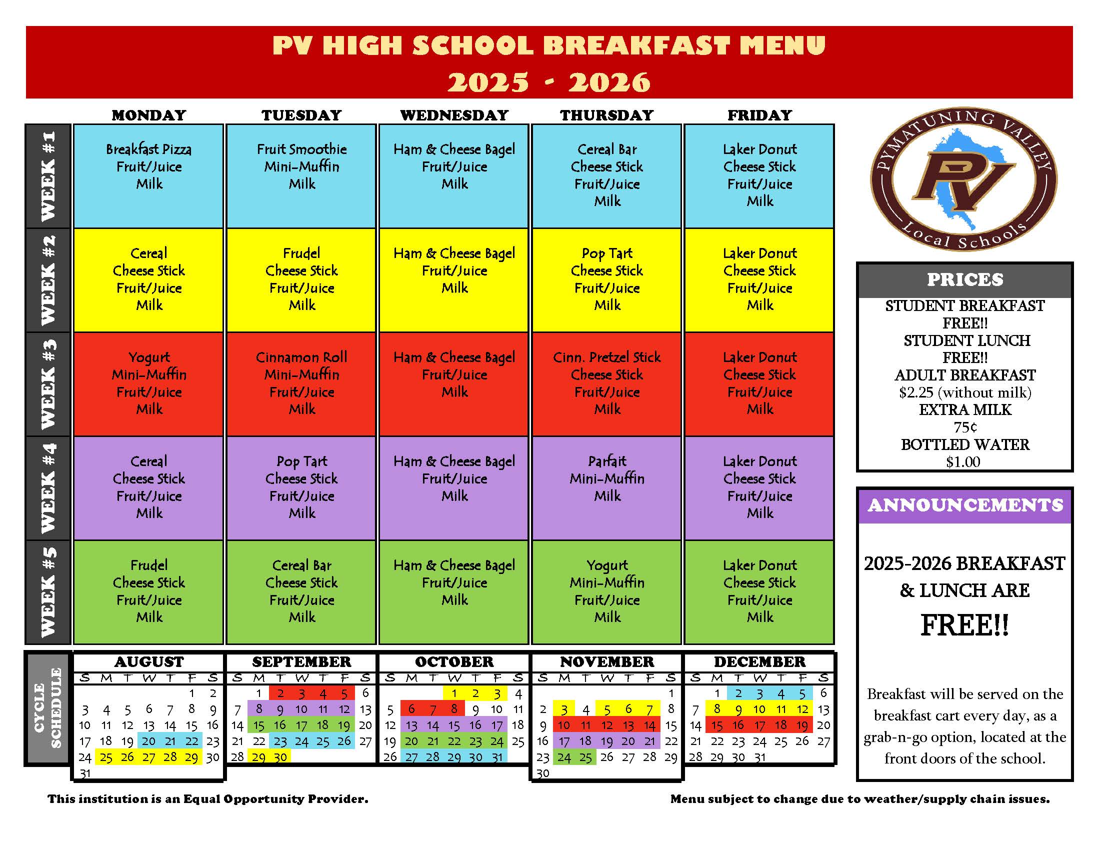 hs menu