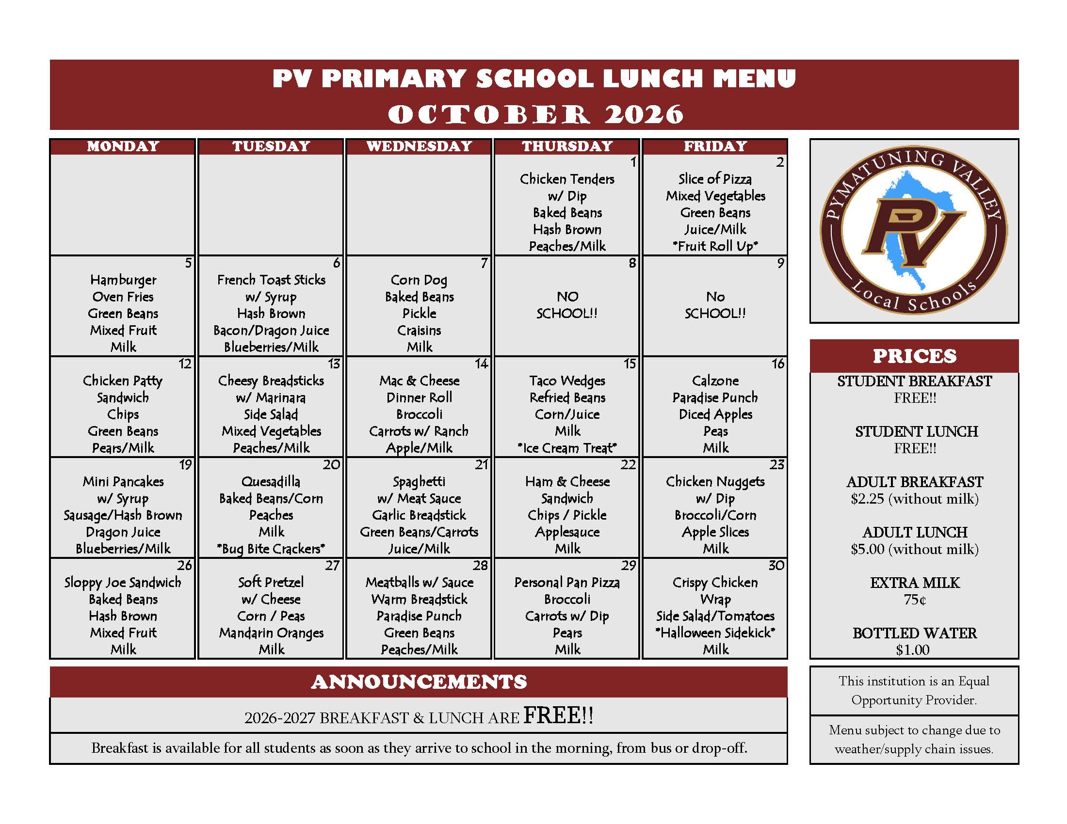 menu