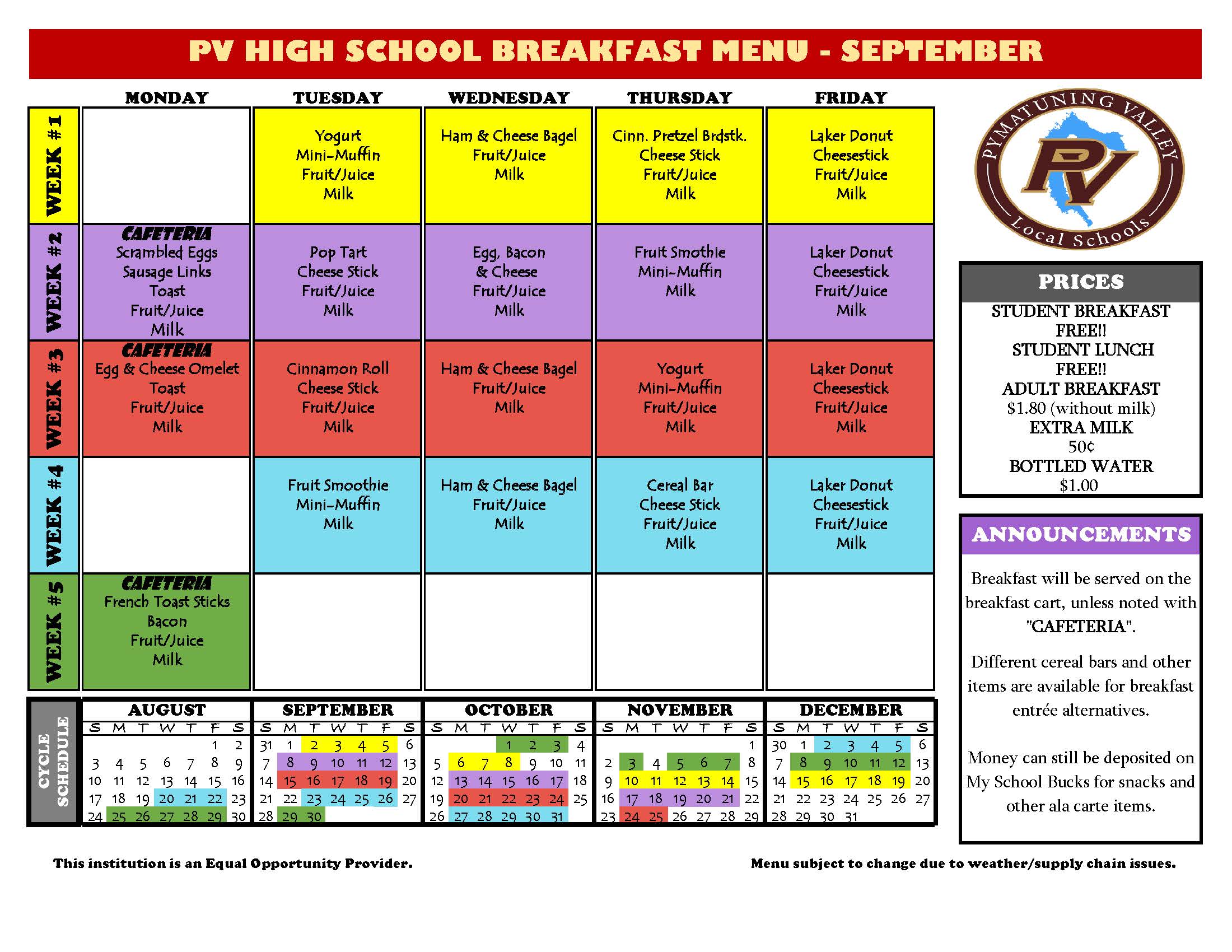 hs menu