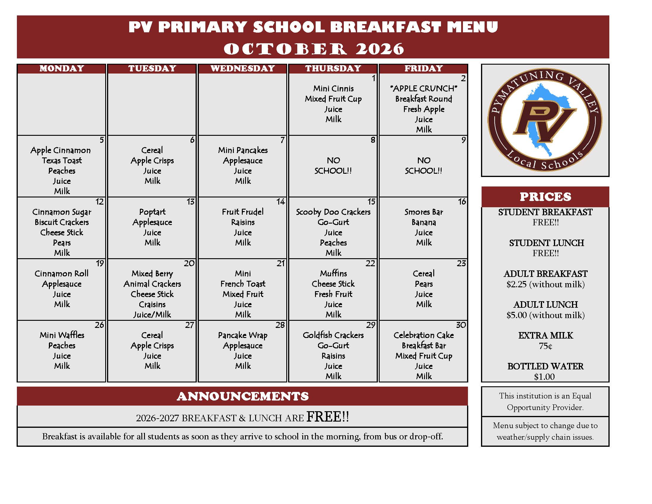 menu