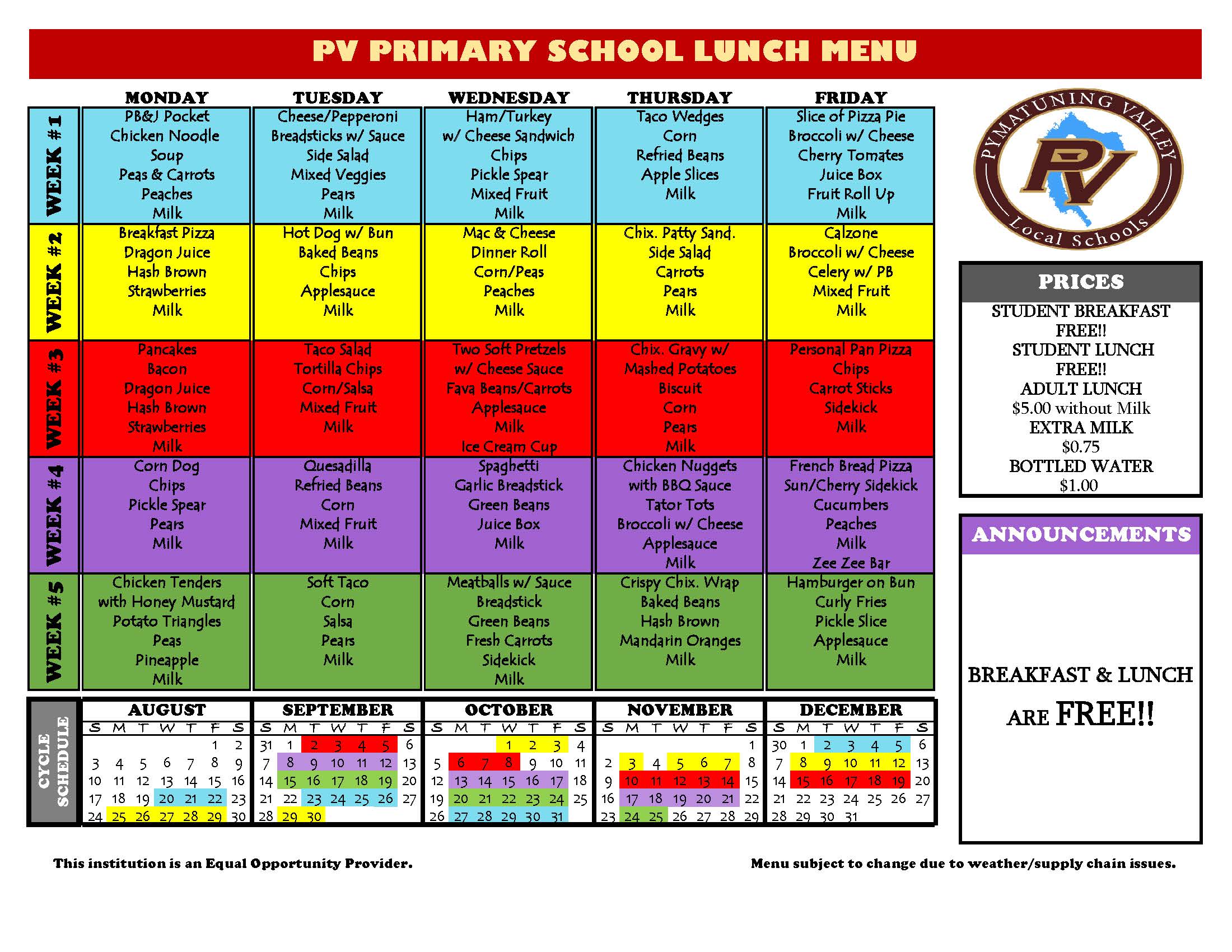 menu