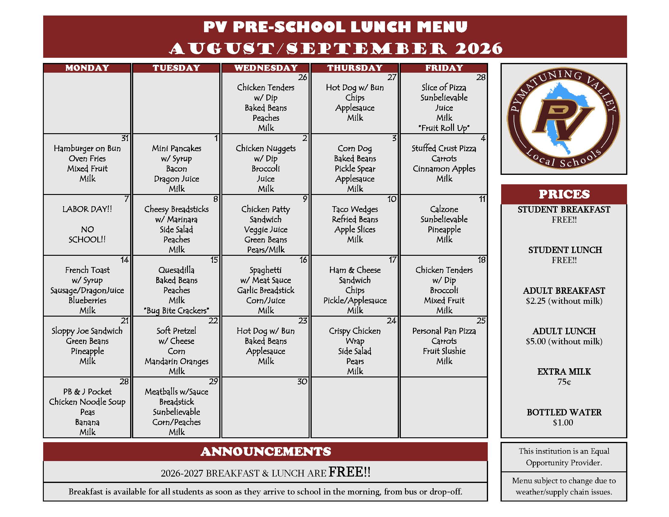menu