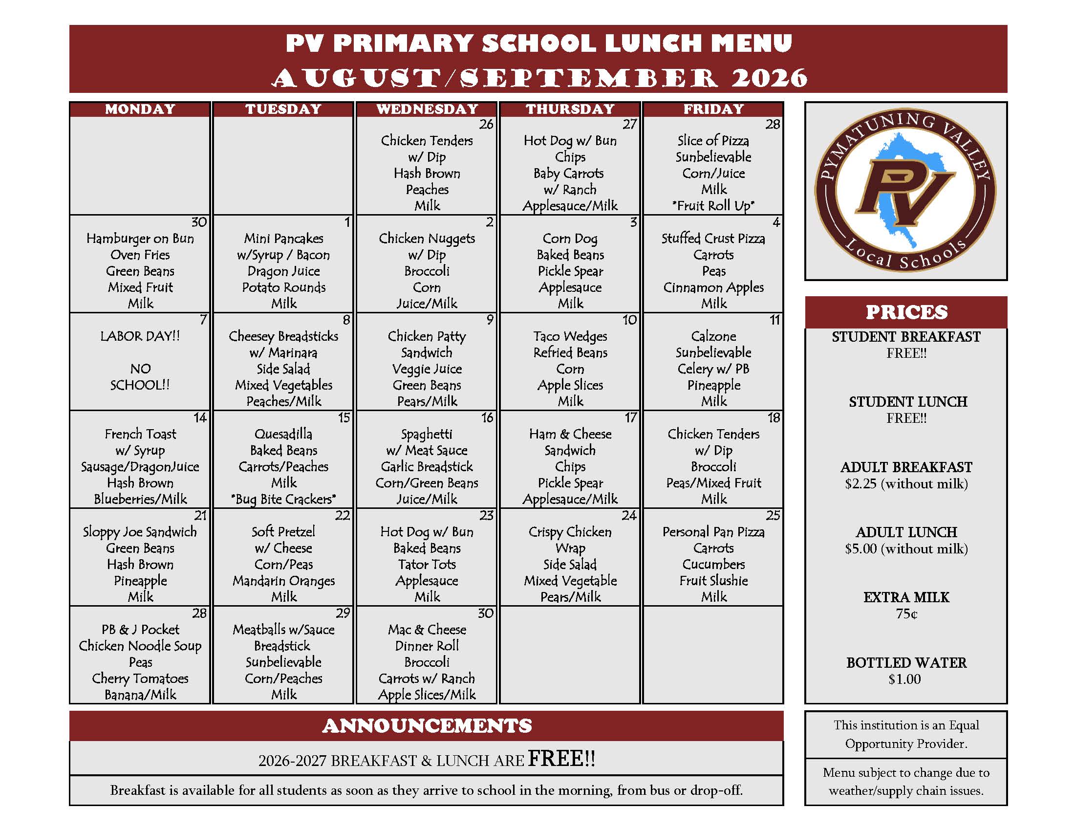 menu