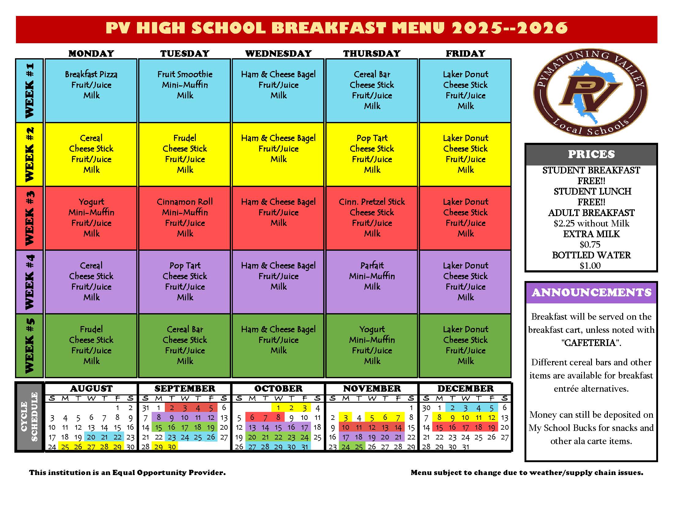 hs menu