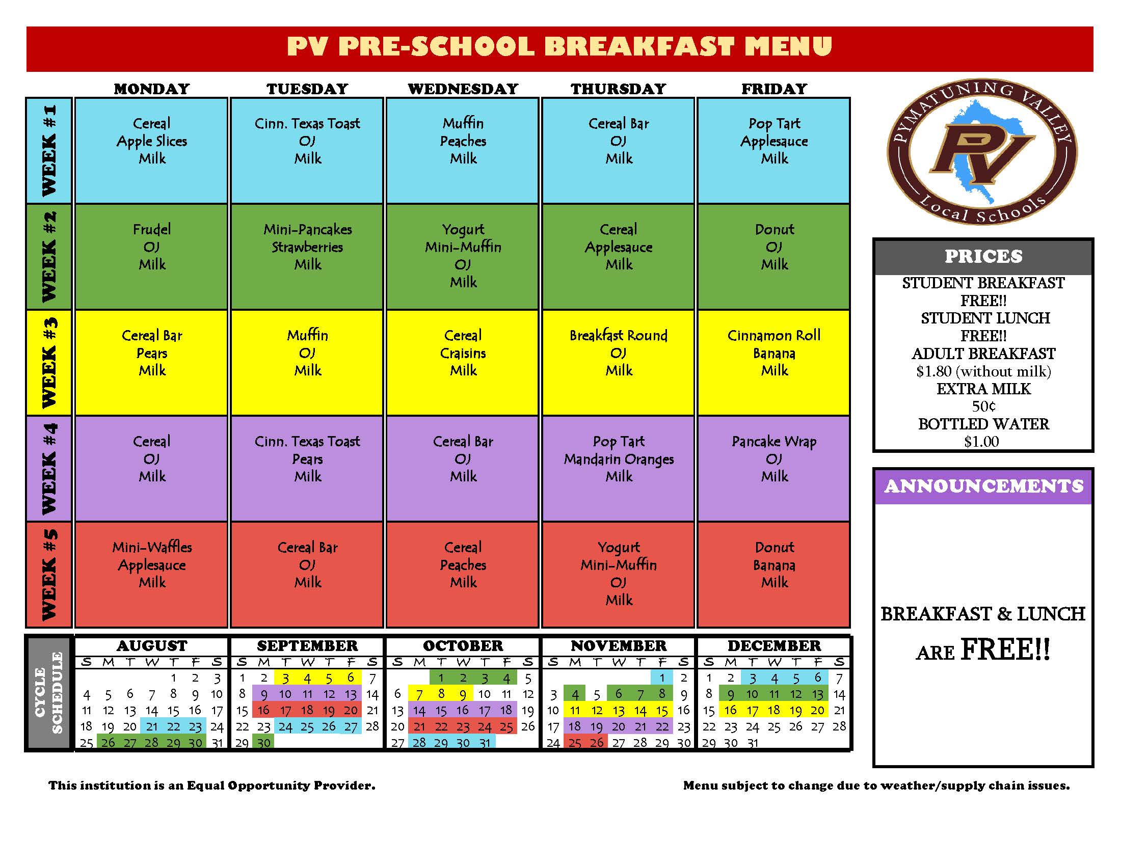 menu