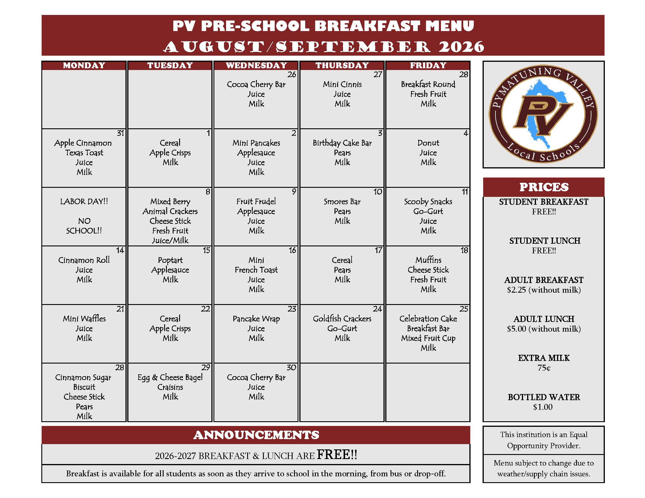 menu