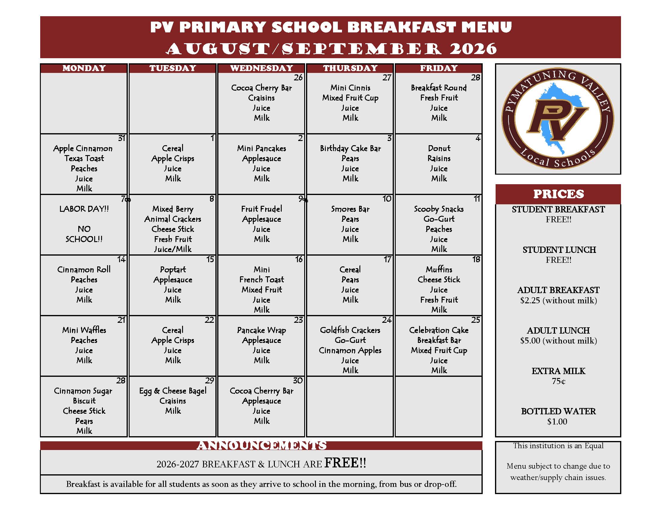 menu